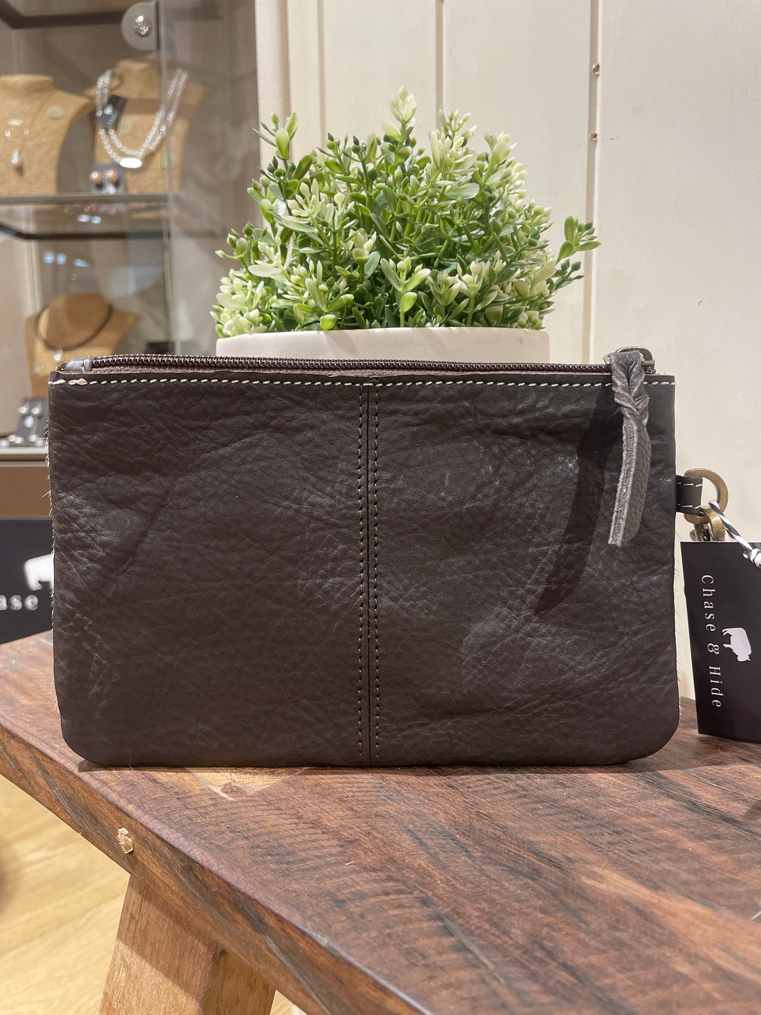 Mia Hide &amp; tooled leather clutch 