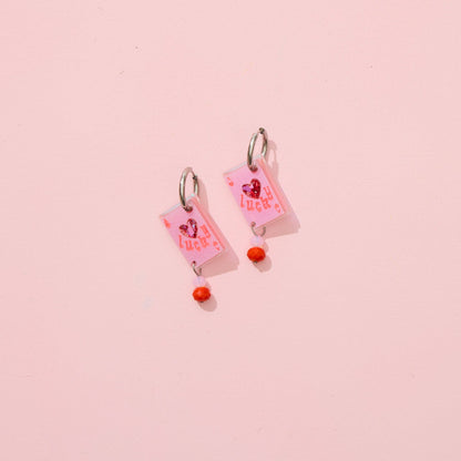 Lucky Ace Earrings - Pink