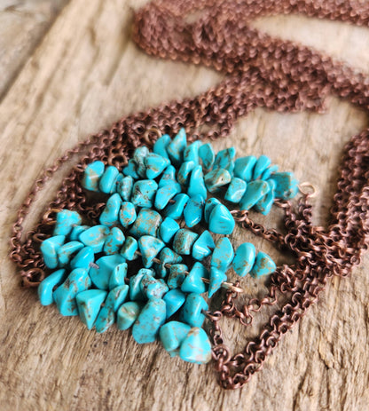 &quot;Oakley&quot; Turquoise Howlite and copper bar necklace