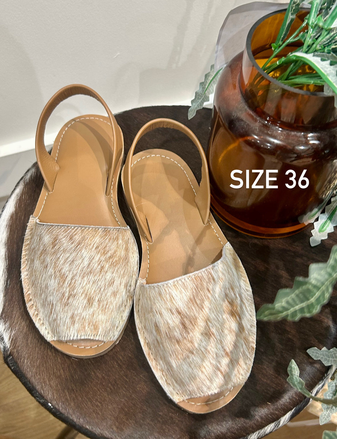 Tan Cowhide Shoes Sling Back