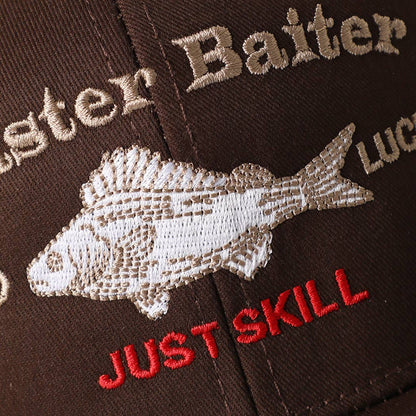 Master Baiter No Luck Just Skill Embroidered Trucker Hat