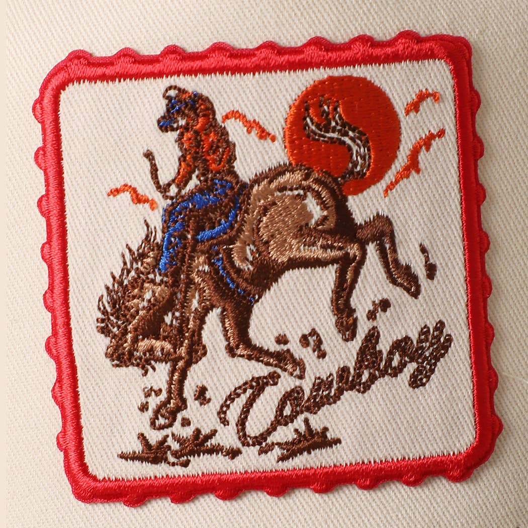 COWBOY Rodeo Embroidered Patch Tapestry Brim Cap