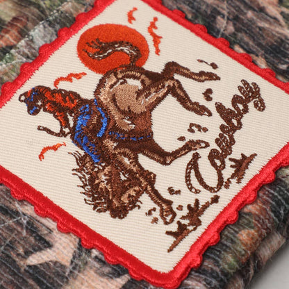 Rodeo Cowboy Embroidered Patch Camo Beanie