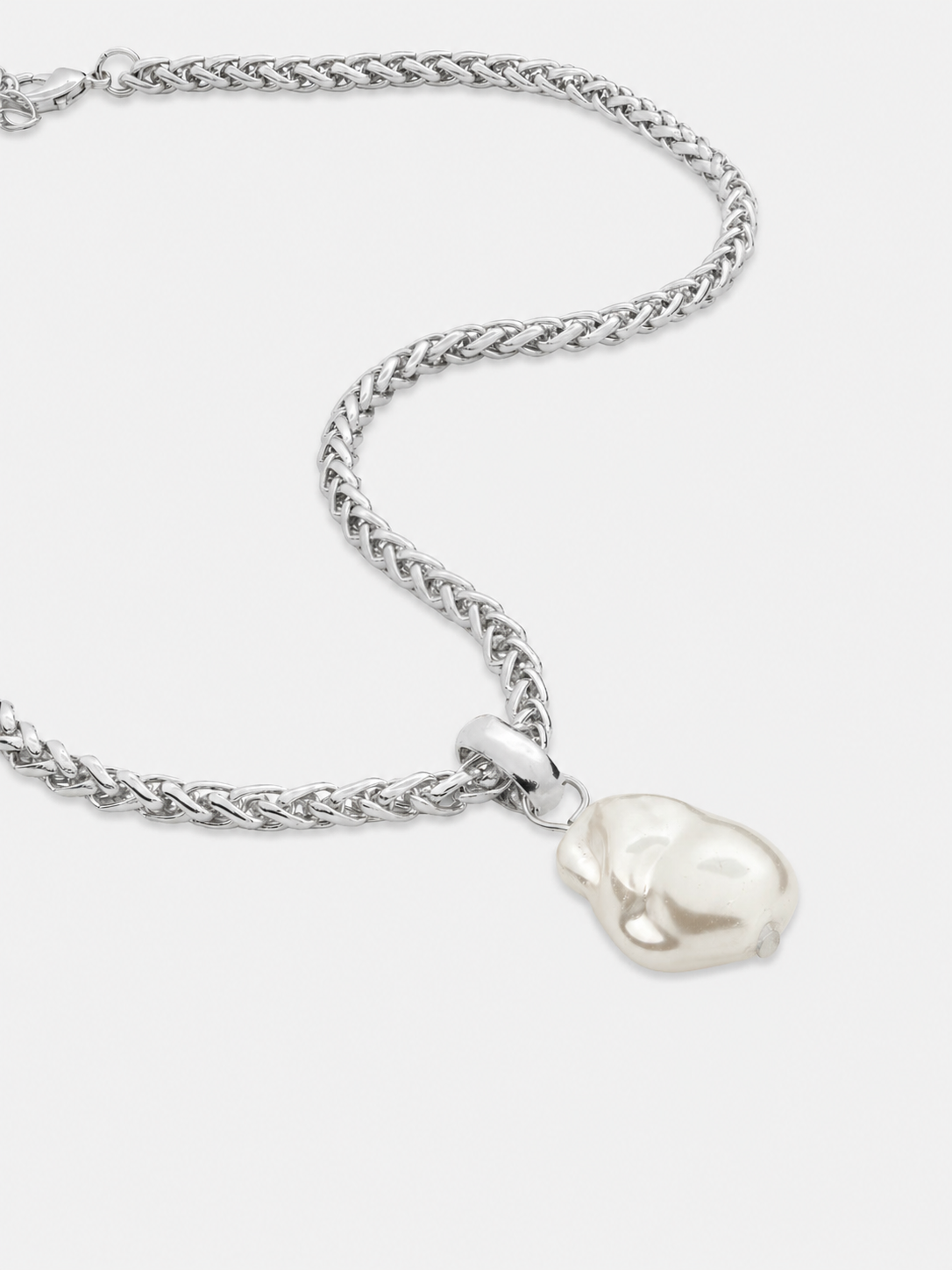 Organic Pearl Sterling Silver Plated Pendant Necklace