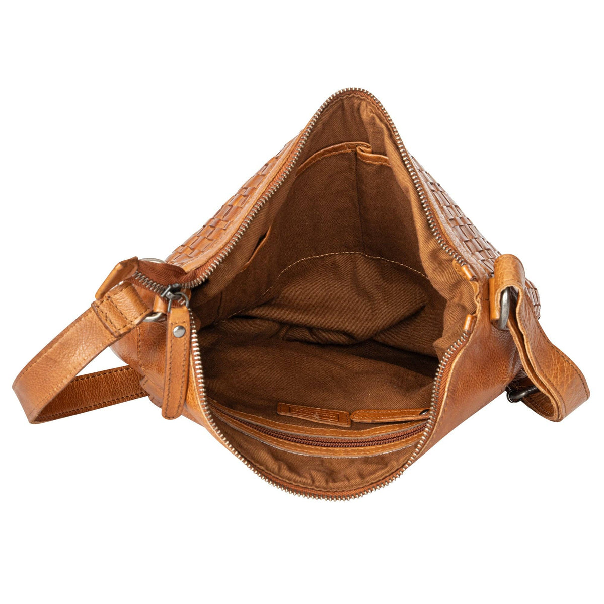 The Winslow Shoulder Bag — Vintage Woven Leather Crossbody (Cognac)