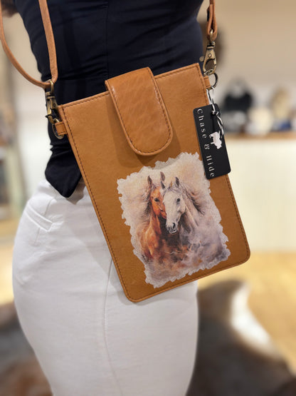 Painted Horses Leather Mobile Phone bag 