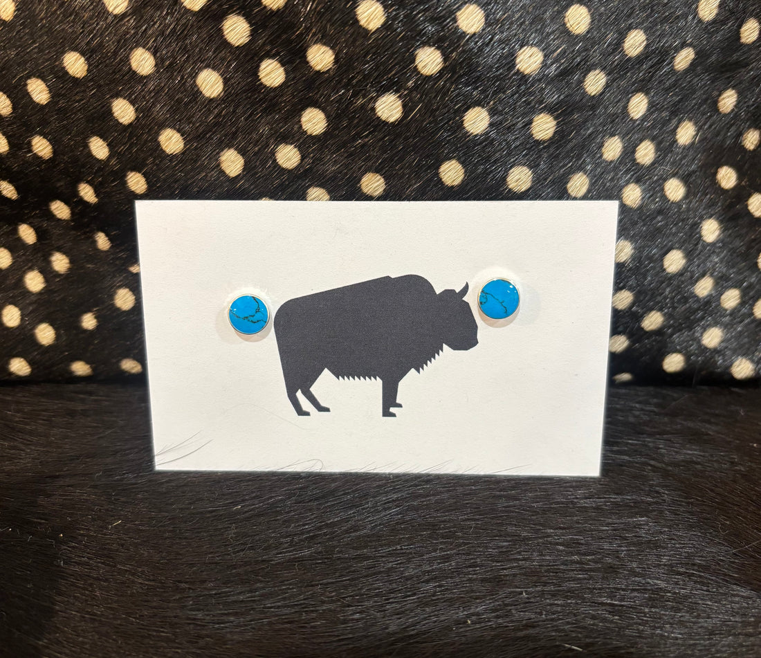 Kingman Turquoise Studs Sterling Silver