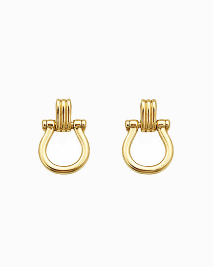Door Knocker Horsebit Link Drop Earrings