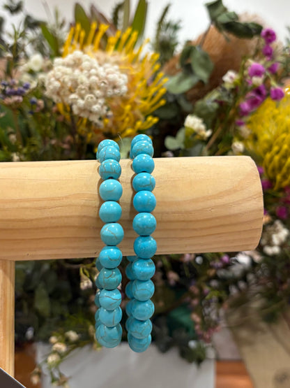 Set or 2 Turquoise Beaded Bracelet 