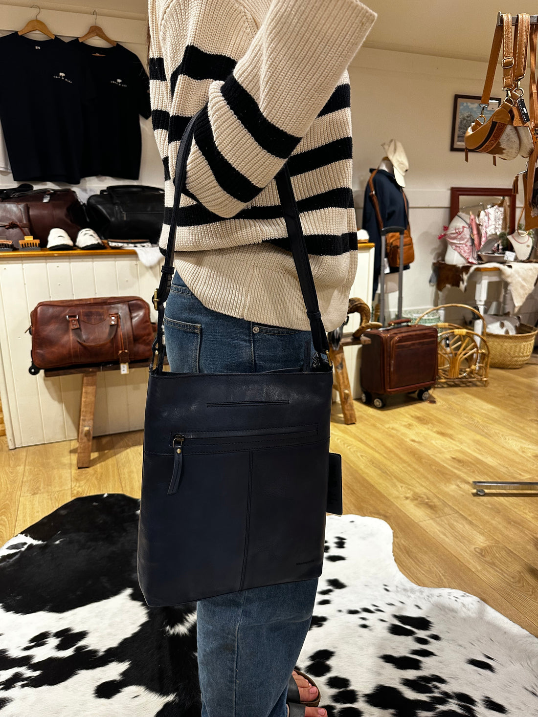 Deep Blue Leather Handbag 7884