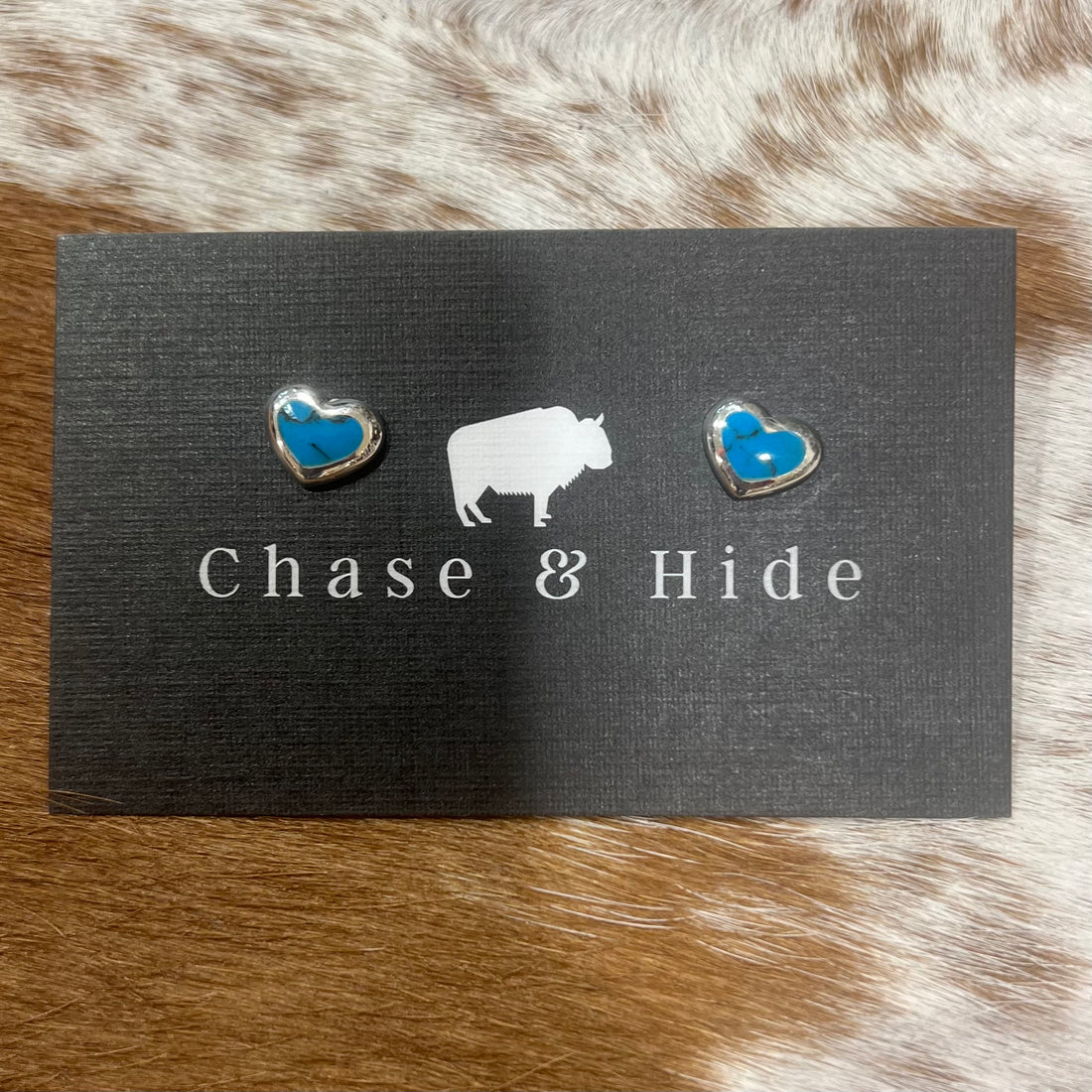 Turquoise Heart Studs : Sterling Silver  