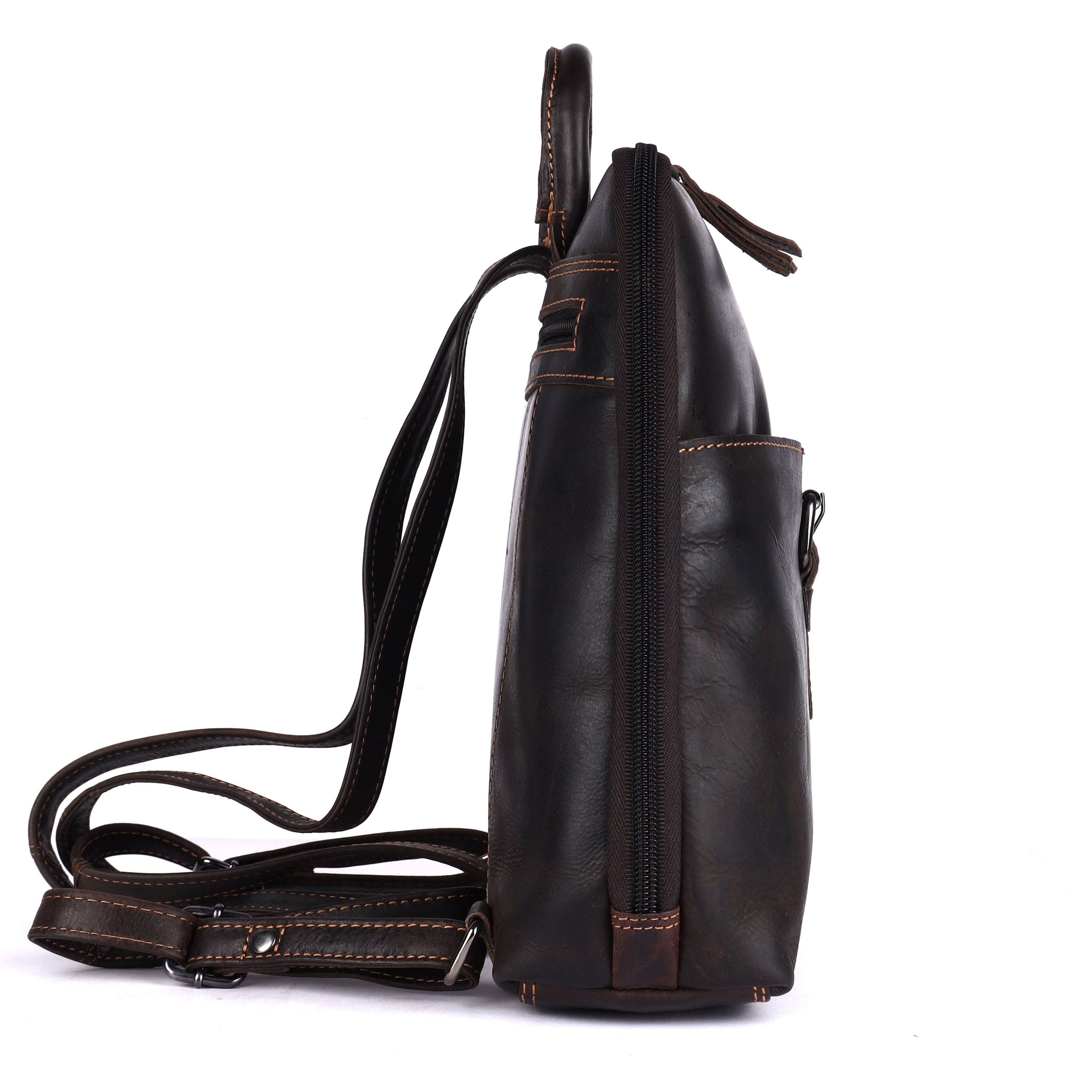 Greenwood Hartley Leather Backpack Dark Brown