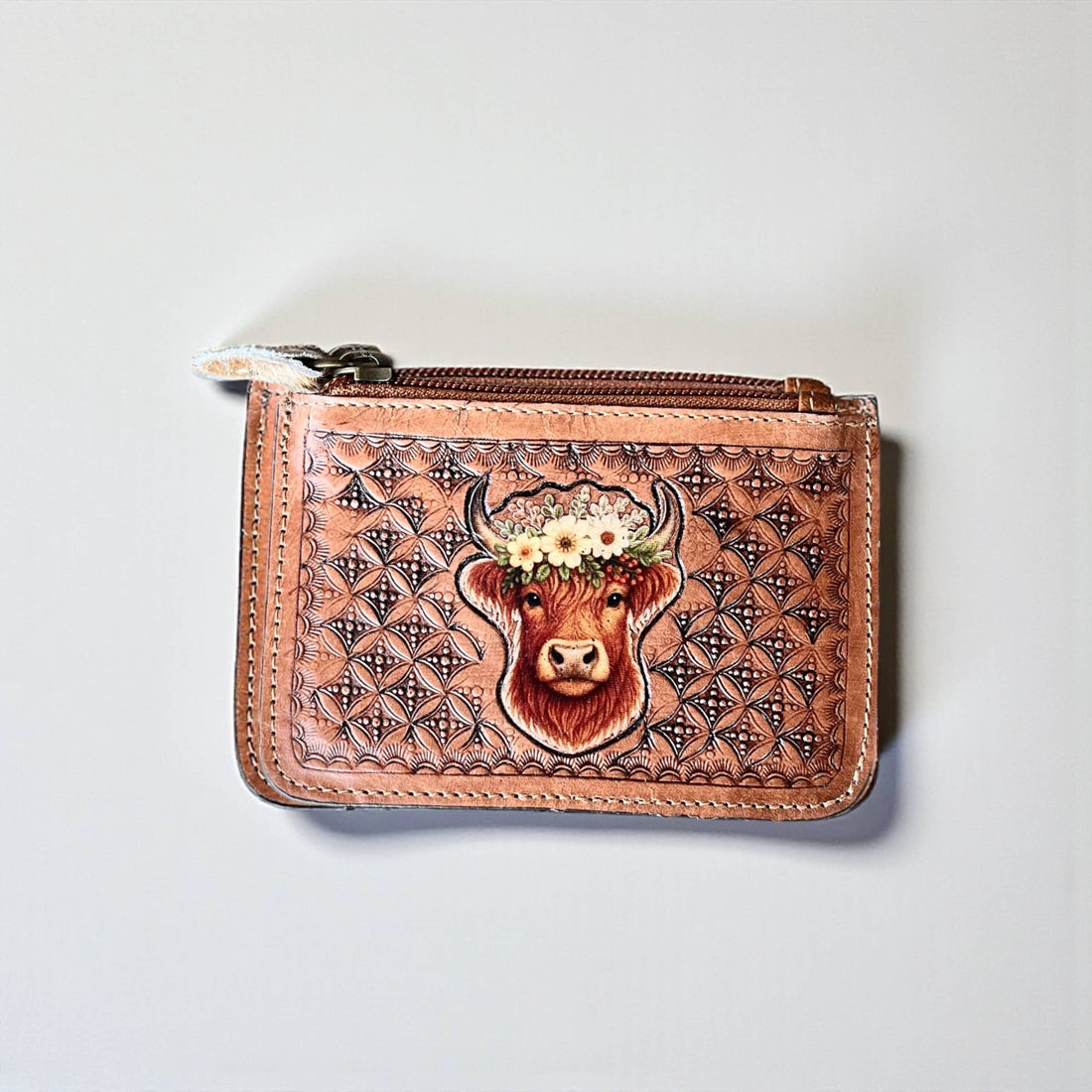 Highland tooled leather coin pouch 