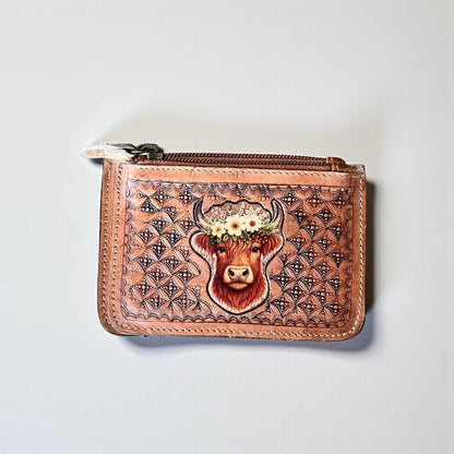 Highland tooled leather coin pouch 
