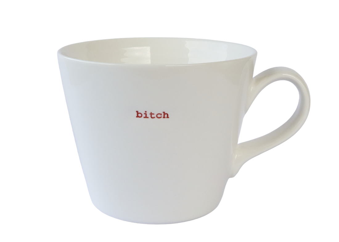 KBJ Word Bucket Mug - B**ch (Hand Embossed Red Text)