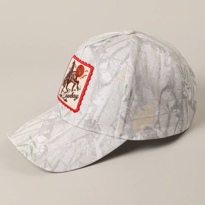 Cowboy Horse Image Embroidery Patch Camo Cap
