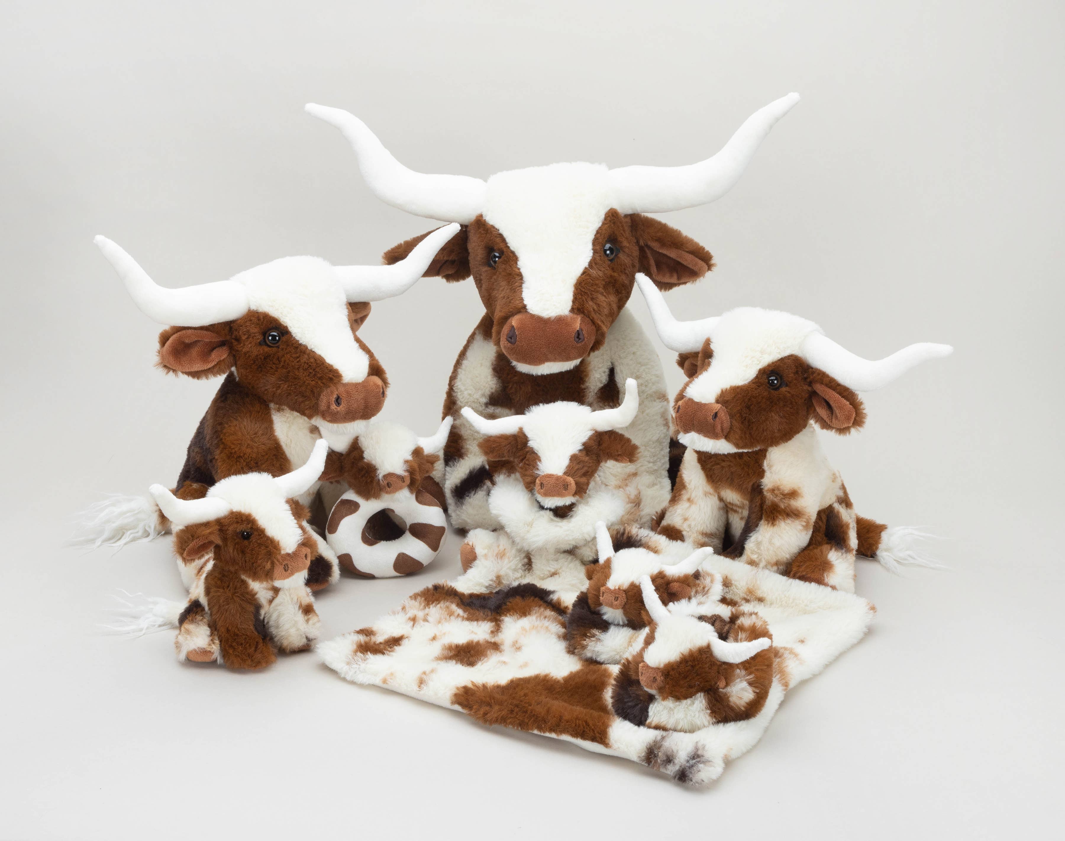 Texas Longhorn Highland Cream Brown Cow Plush Toy 18cm Lo