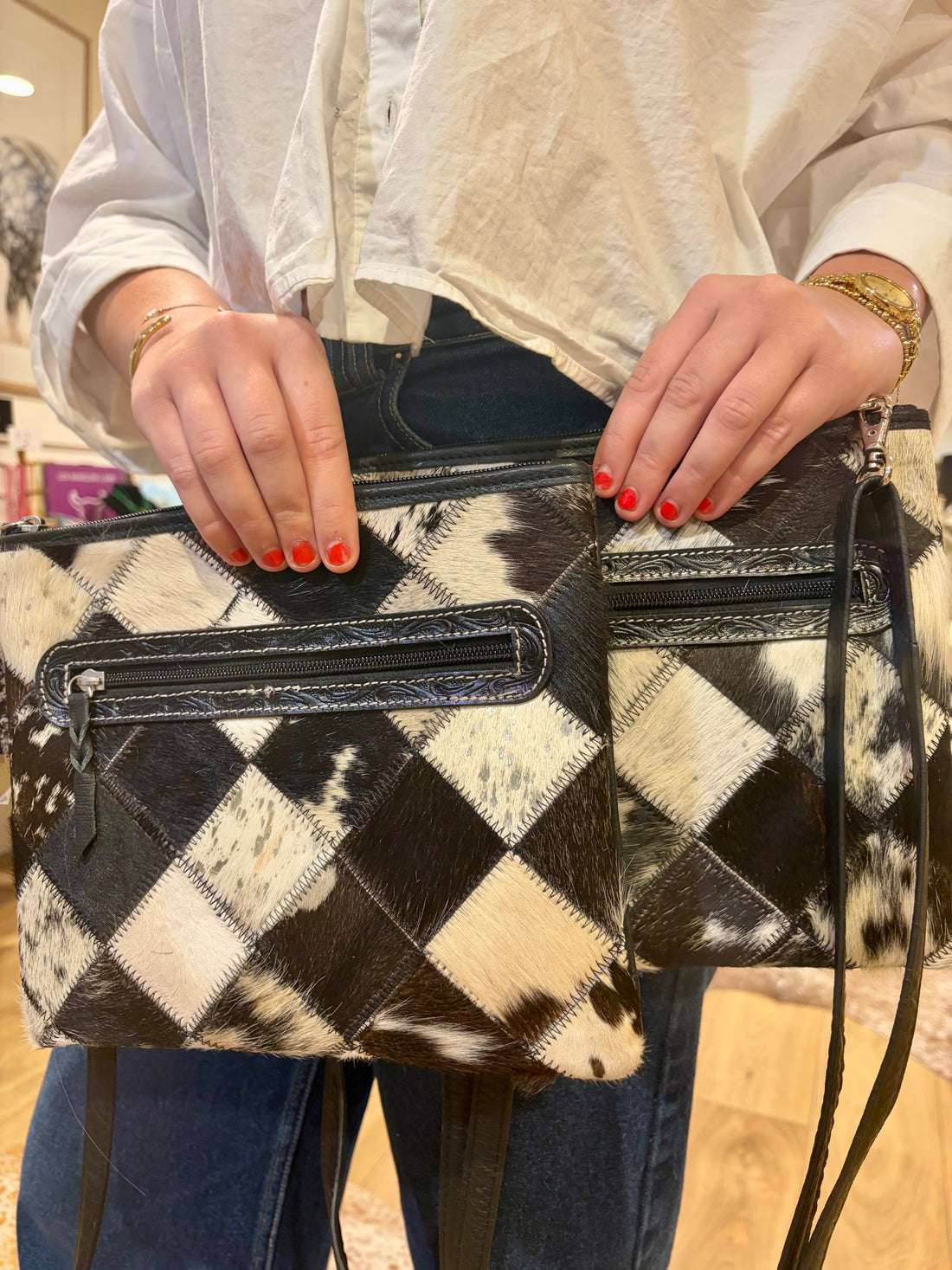 Patchwork cowhide Sling Bag 