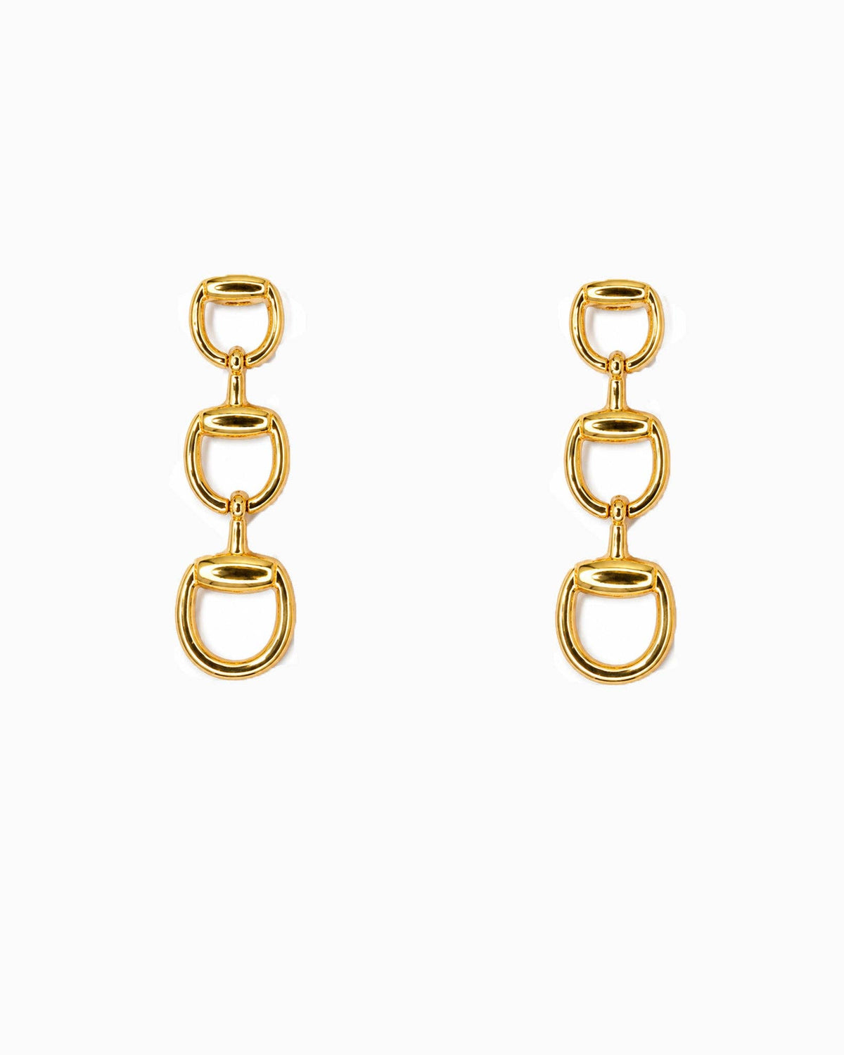 Triple Horsebit Link Drop Earrings