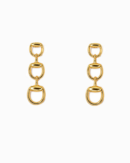 Triple Horsebit Link Drop Earrings