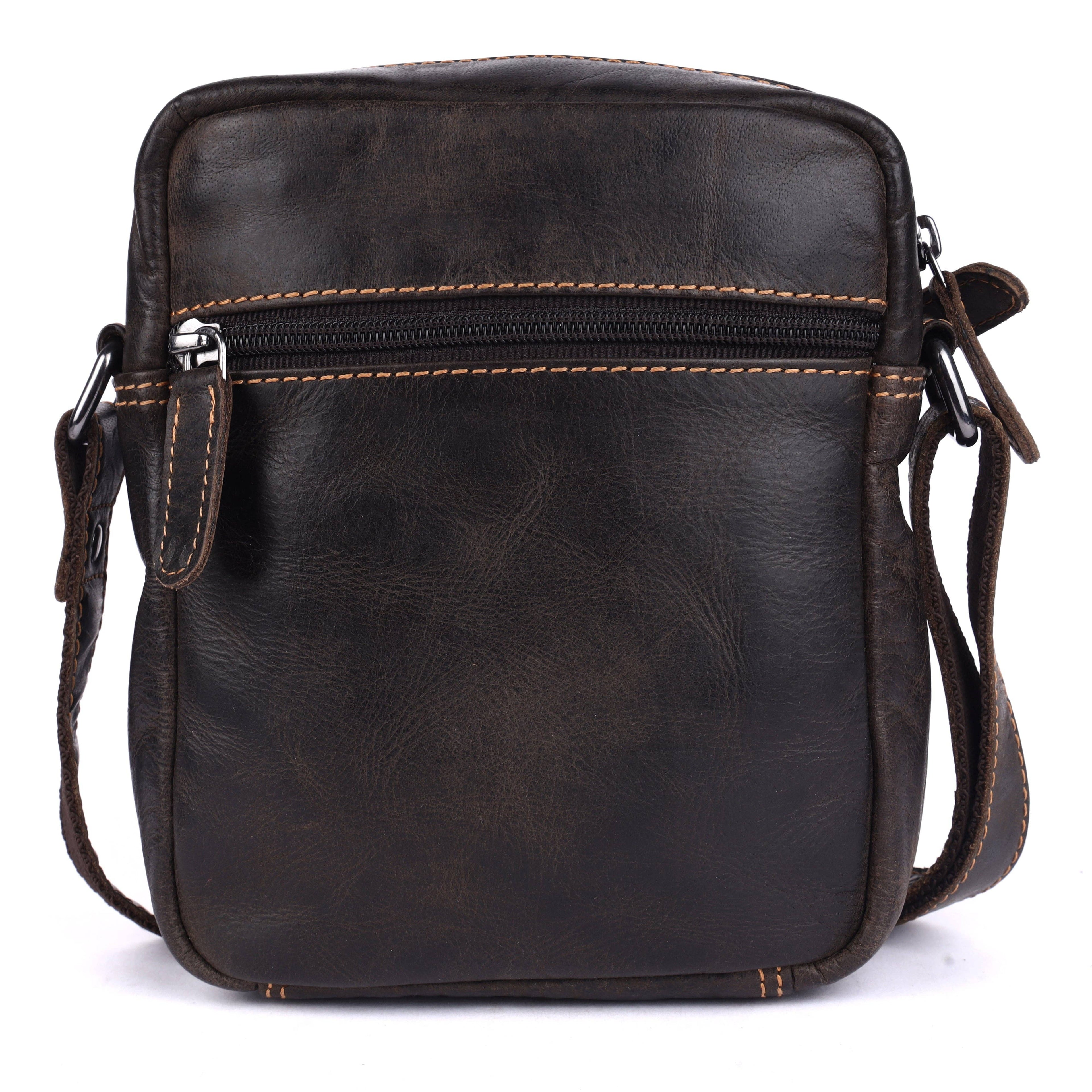 Greenwood Leather Ryder Crossbody Bag, Vintage Dark Brown