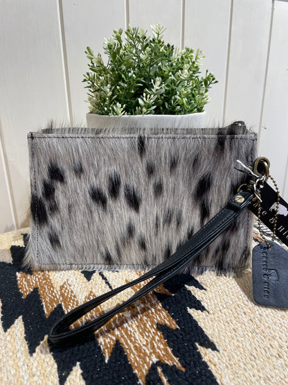 Cowhide and Leather Geometric Clutch 