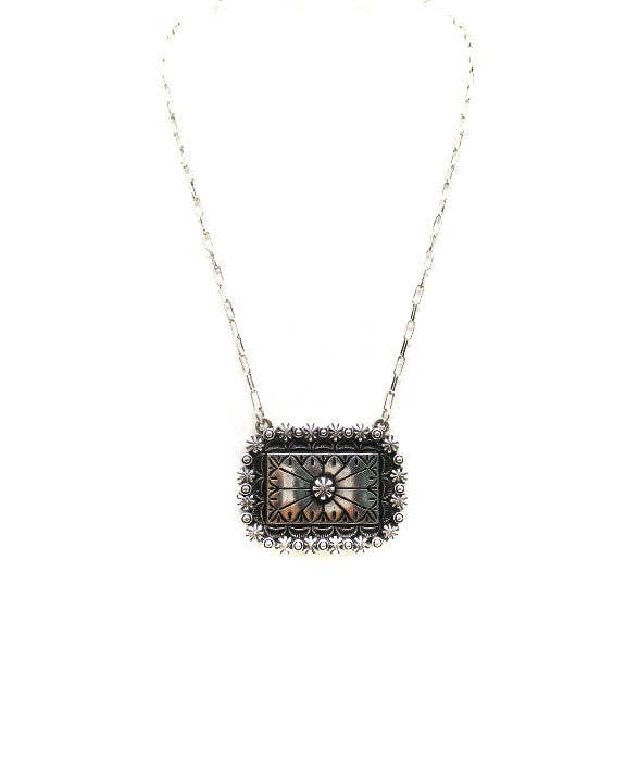 Western Rectangle Concho Necklace