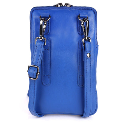 Greenwood Cleo Blue Leather Phone Crossbody Bag