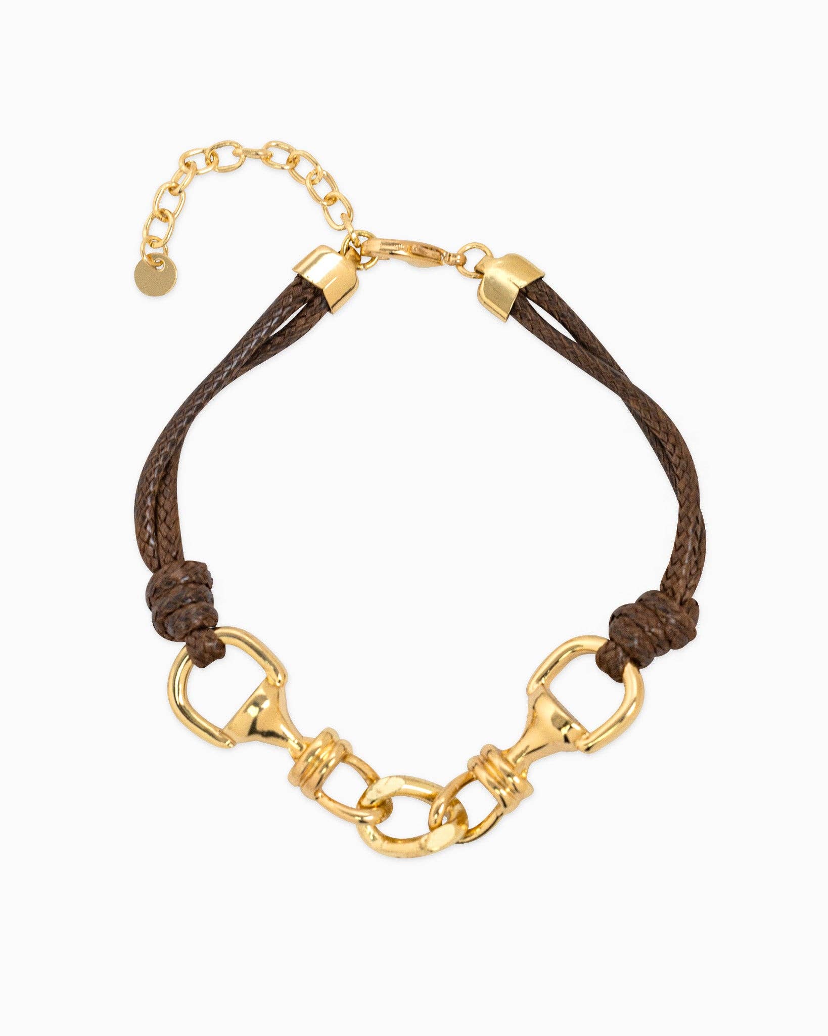 Double Horsebit Linked Cord Bracelet
