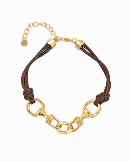 Double Horsebit Linked Cord Bracelet