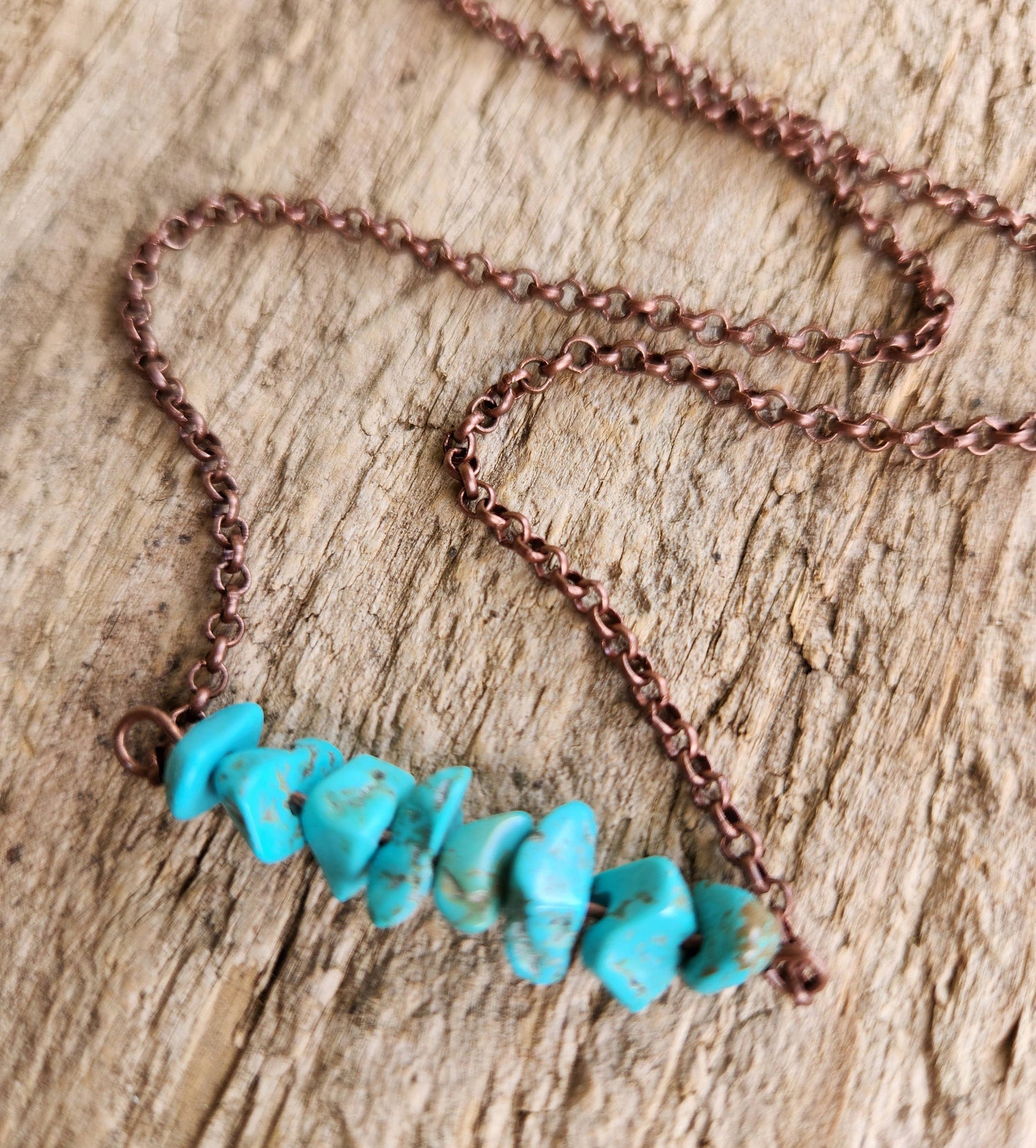 &quot;Oakley&quot; Turquoise Howlite and copper bar necklace
