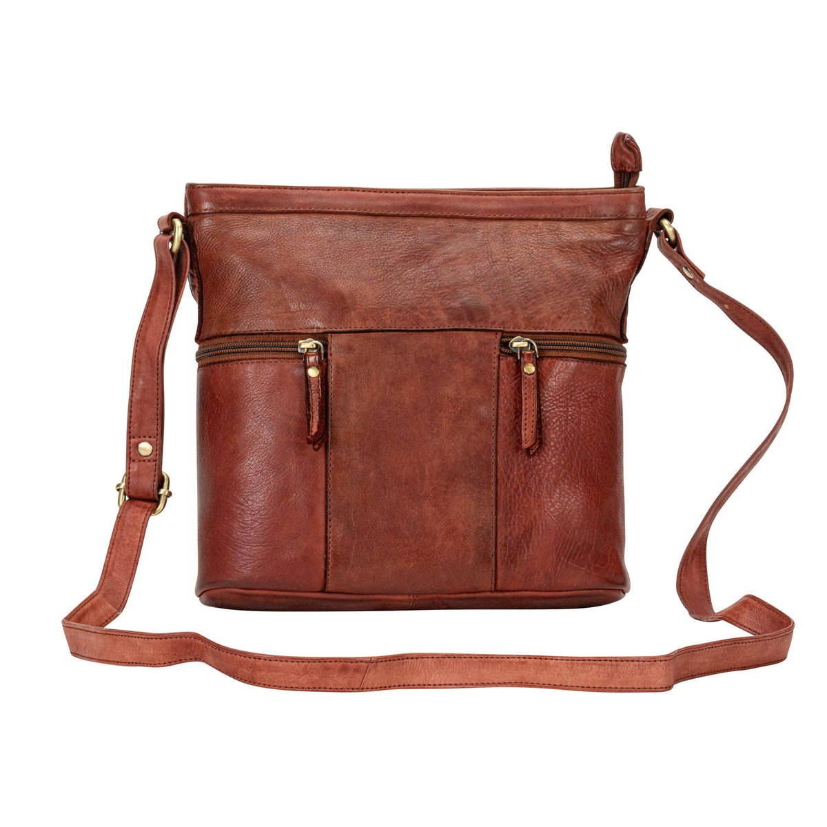 The Rivera Crossbody Bag — Soft Washed Leather Shoulder Bag with Dual Pockets