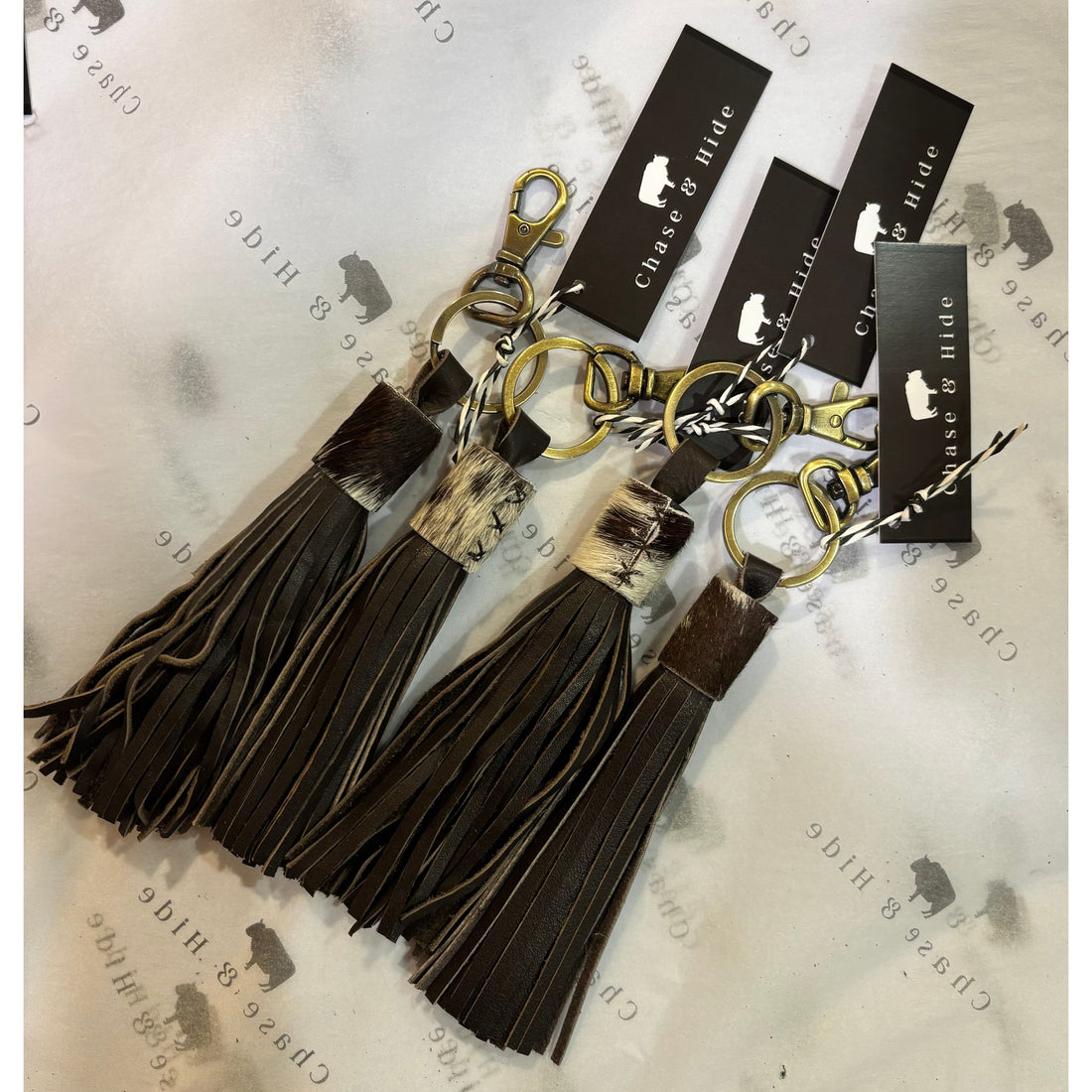 Hide and leather Tassel Keyring / Keychain