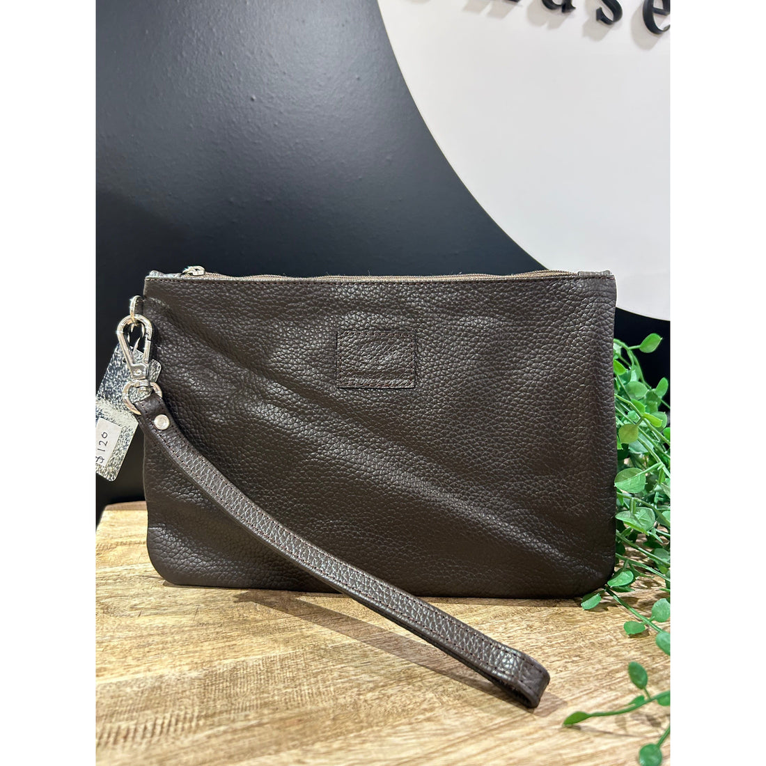 Large Dark Brown Leather Clutch