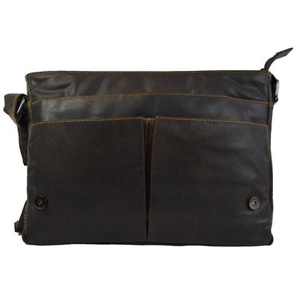 Leather Shoulder Laptop Bag Brown Gent GW117BRN