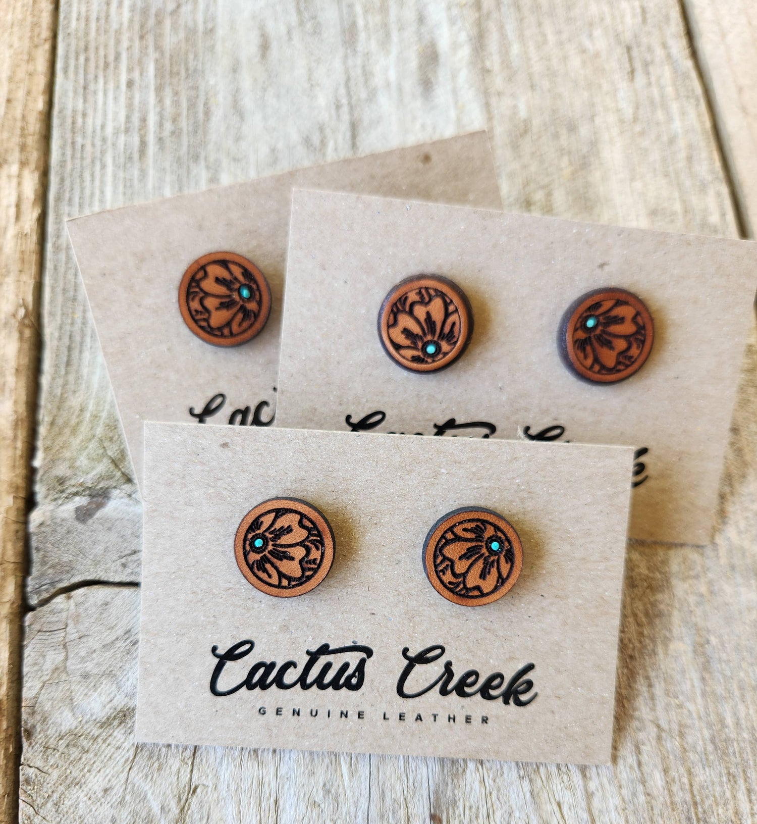 &quot;Millie&quot; Handmade Genuine Leather Stud Earrings