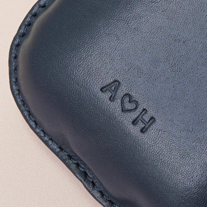Stainless Steel Hip Flask With Leather Sleeve - Navy