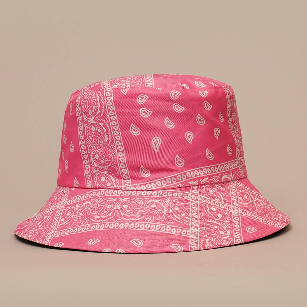 Pink Paisley Cashew Print Double-Sided Reversible Hat