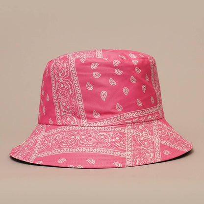 Pink Paisley Cashew Print Double-Sided Reversible Hat