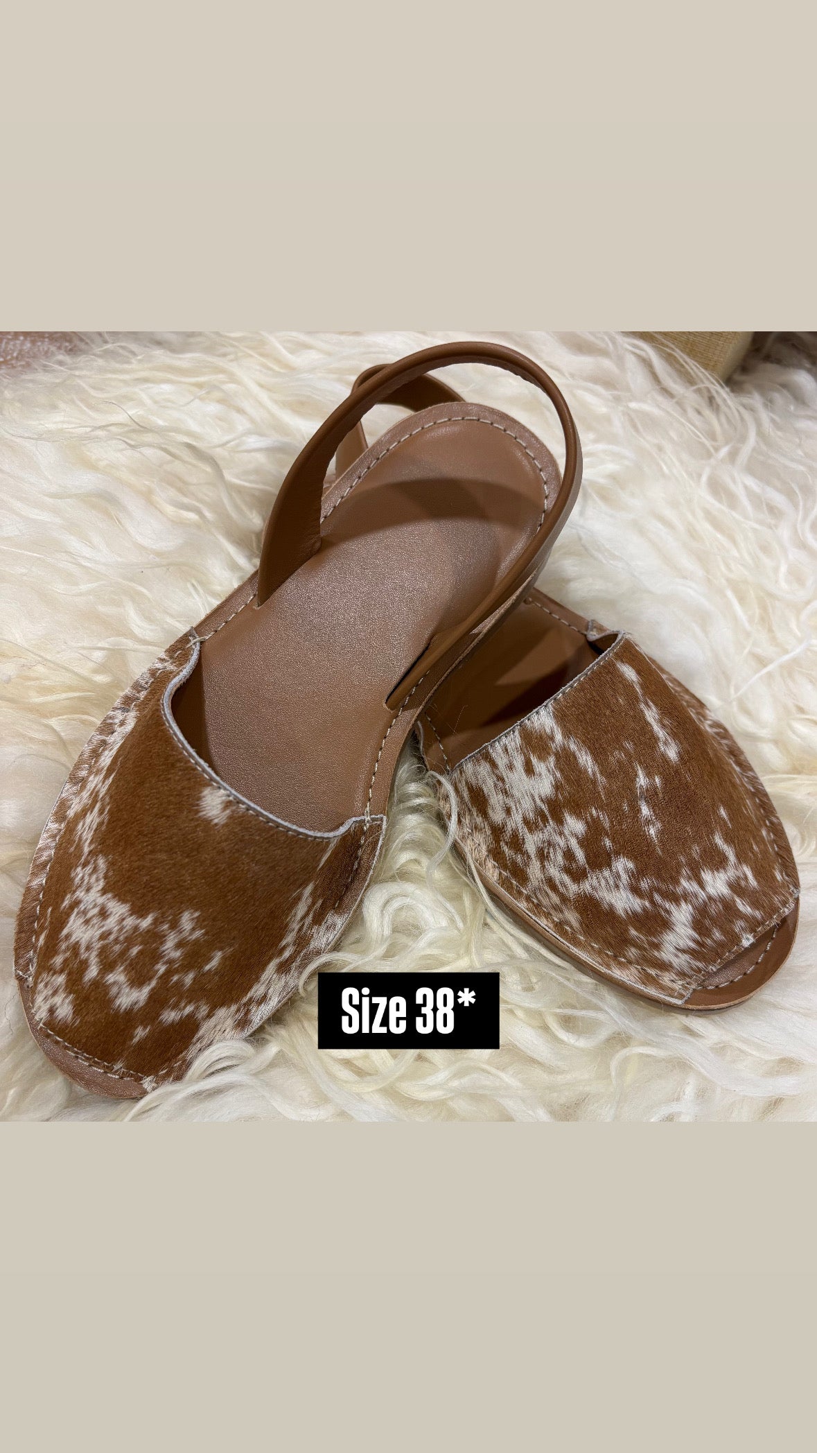 Tan Cowhide Shoes Sling Back