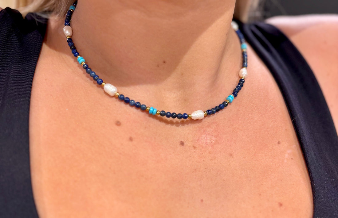 Blue Beaded Necklace 