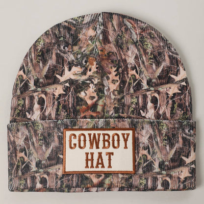 COWBOY HAT Embroidered Patch Camo Beanie