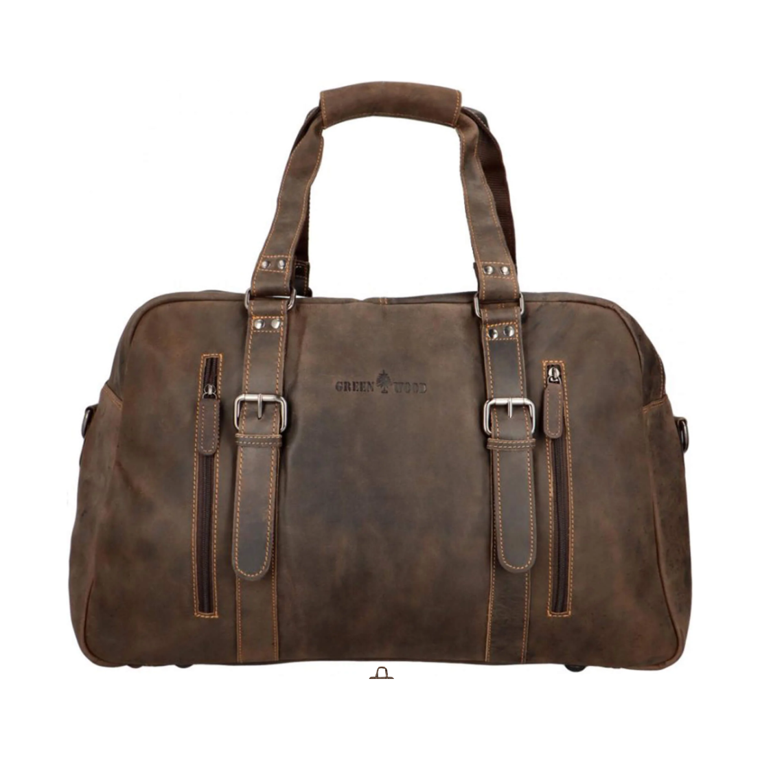 Voyager Leather Weekend Bag – Full Grain Oil Pull-Up Leather Travel Duffel (Brown)