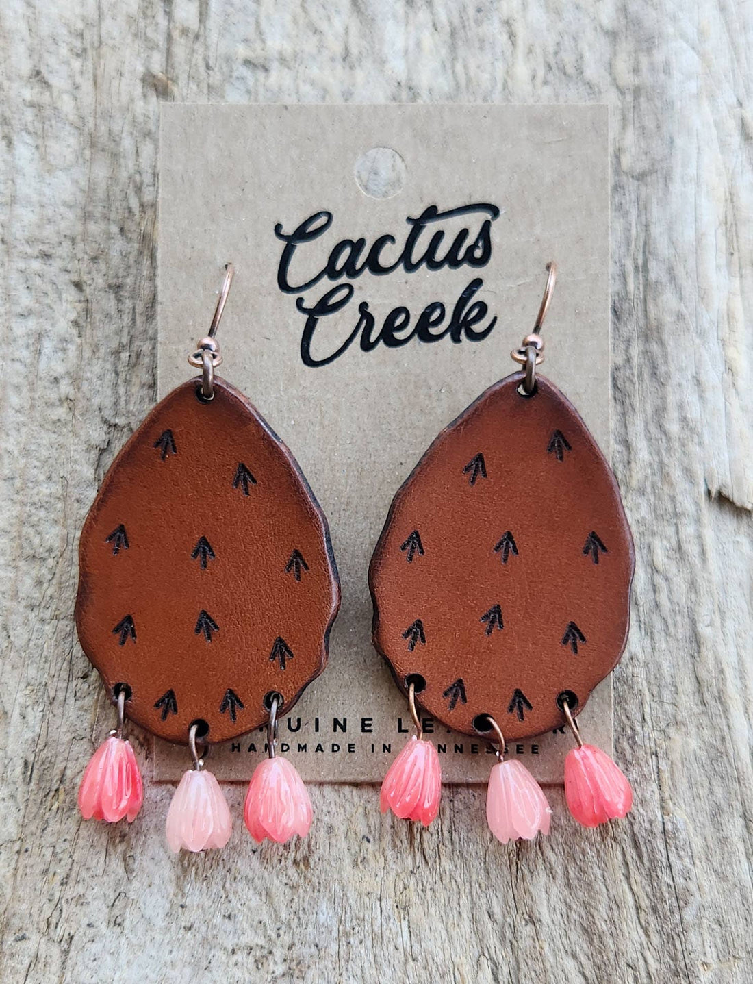 Cactus “Priscilla&quot;  Handmade Leather Prickly Pear Earrings