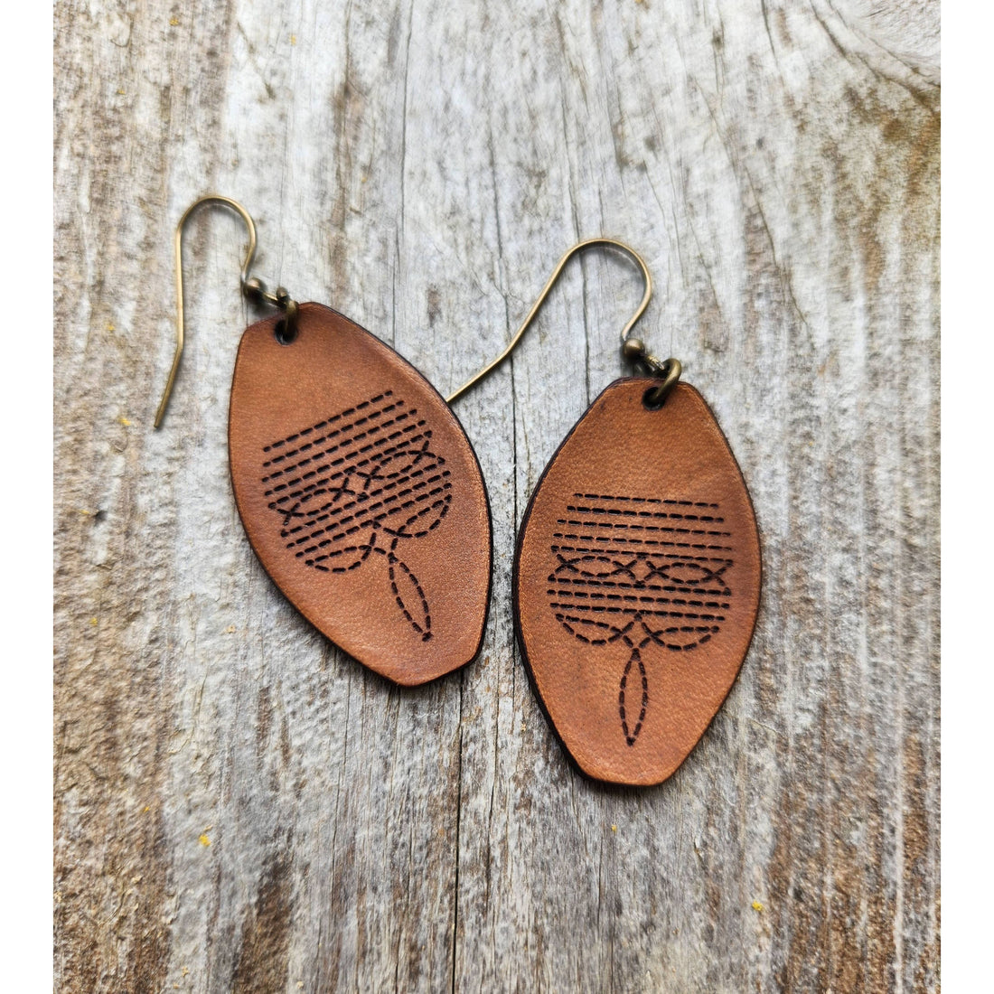 "Dallas" Handmade Tooled Leather Western Earrings