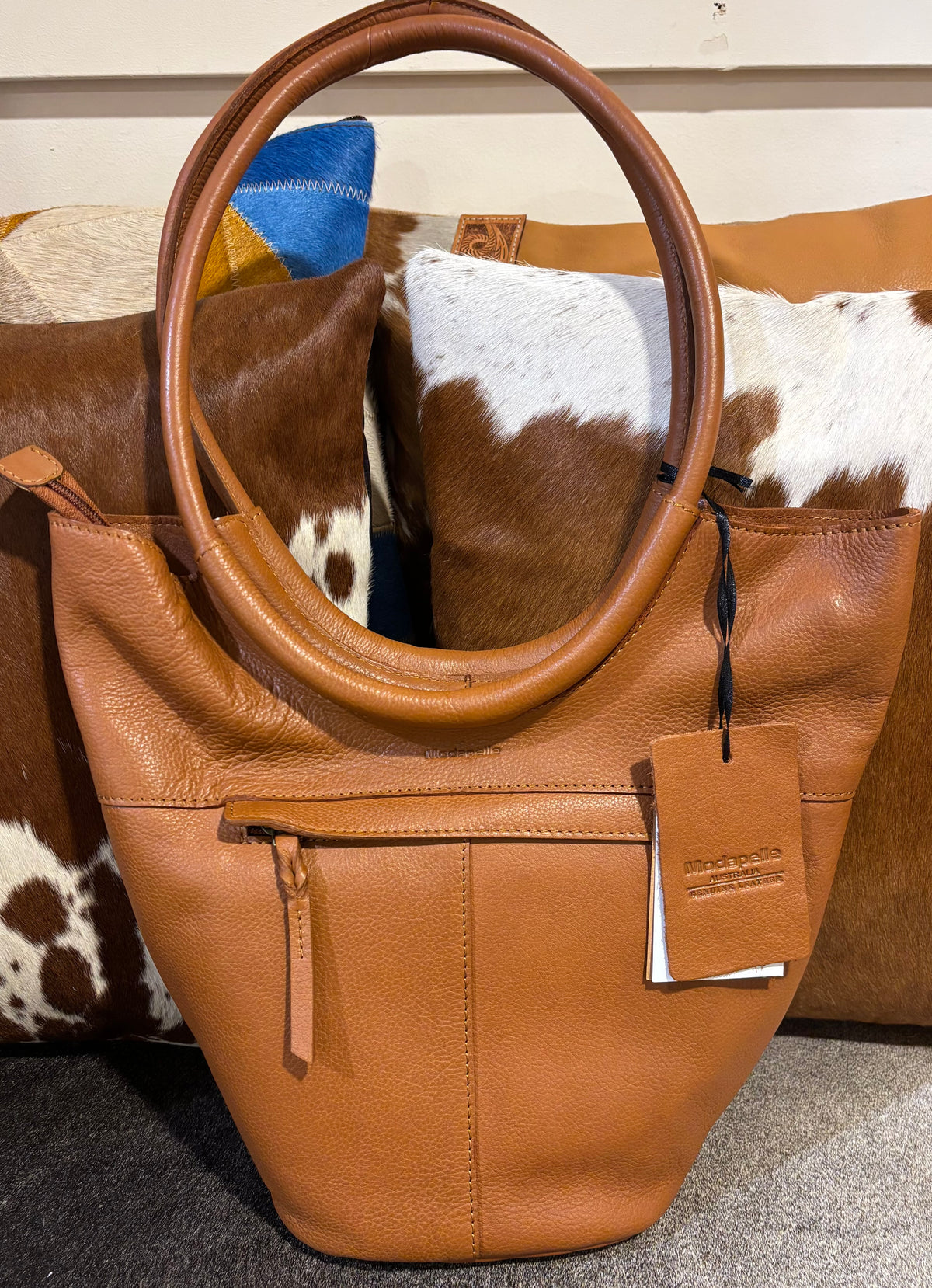 Vintage Leather Bucket Bag Tan 7981