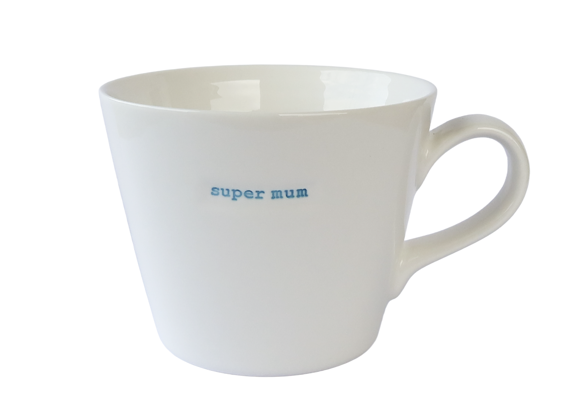 KBJ Word Bucket Mug - Super Mum (Hand Embossed Blue Text)