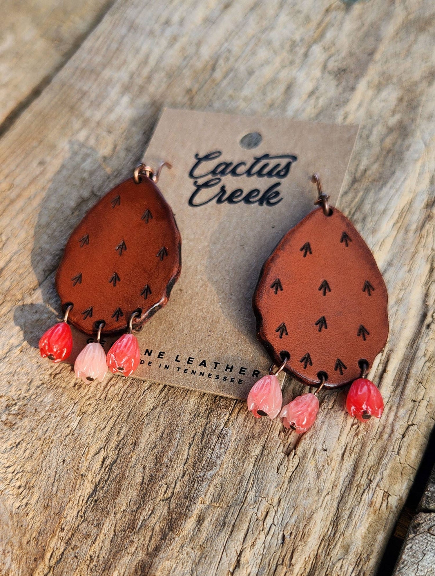 Cactus “Priscilla&quot;  Handmade Leather Prickly Pear Earrings