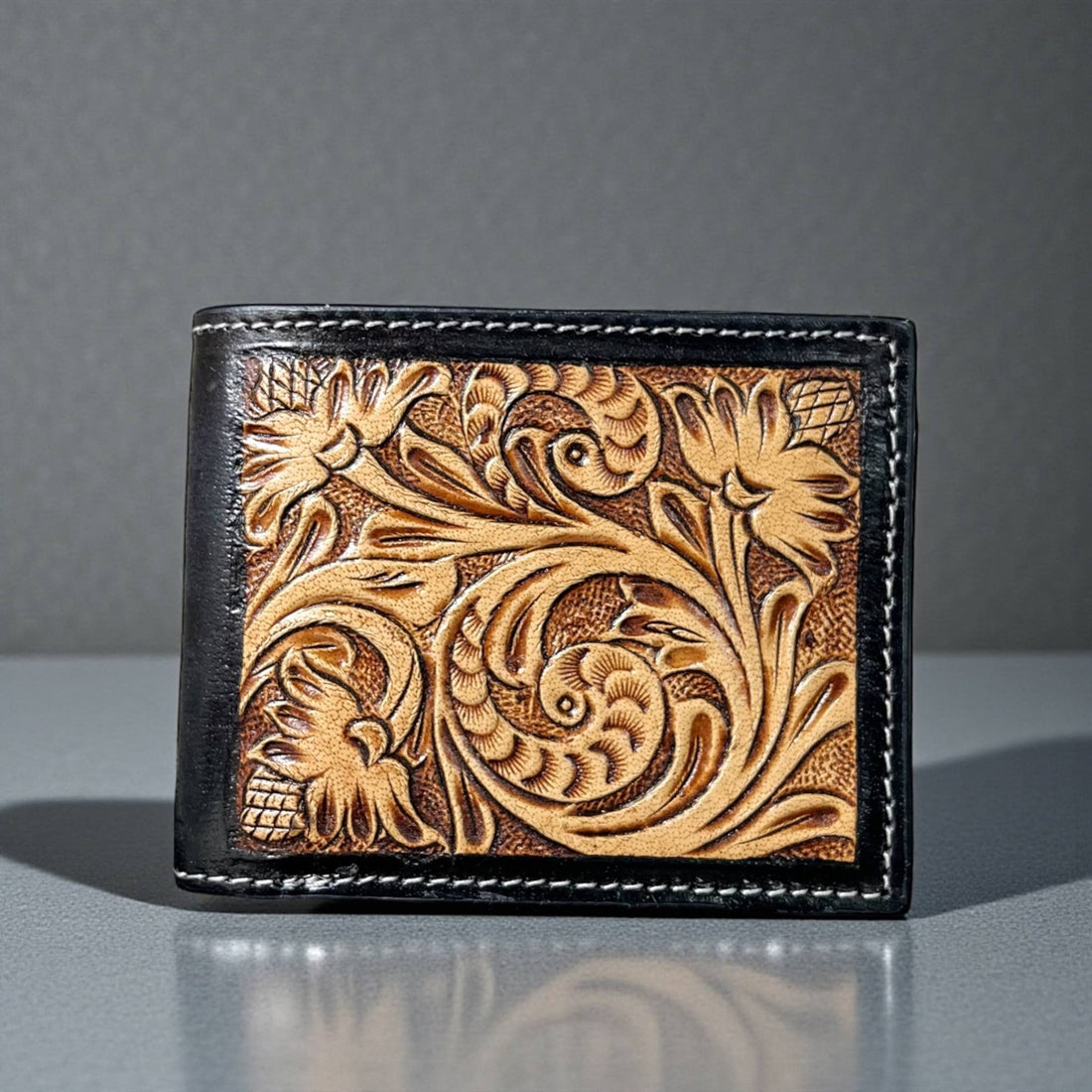 Blossom tooled leather wallet 