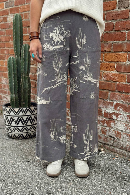 Summer Western Wild West Riding Vintage Printed Shift Jeans